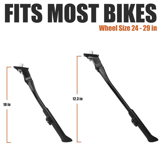 Adjustable Bicycle Kickstand with Concealed Spring-Loaded Latch, for 24-29 Inch Bike Kickstand